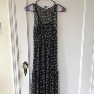 Black patterned chiffon maxi dress